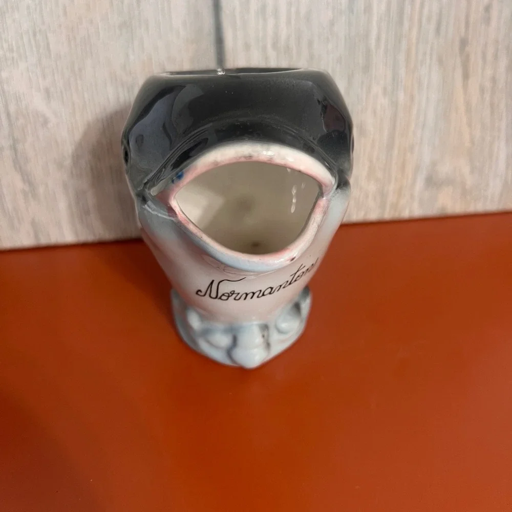 Vintage Normanton Ceramic Dolphin Creamer Pitcher Gray White Nautical Souvenir